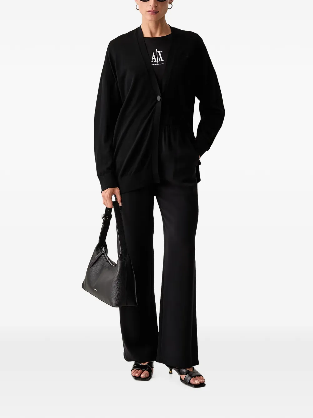Armani Exchange T-shirt met geborduurd logo Zwart