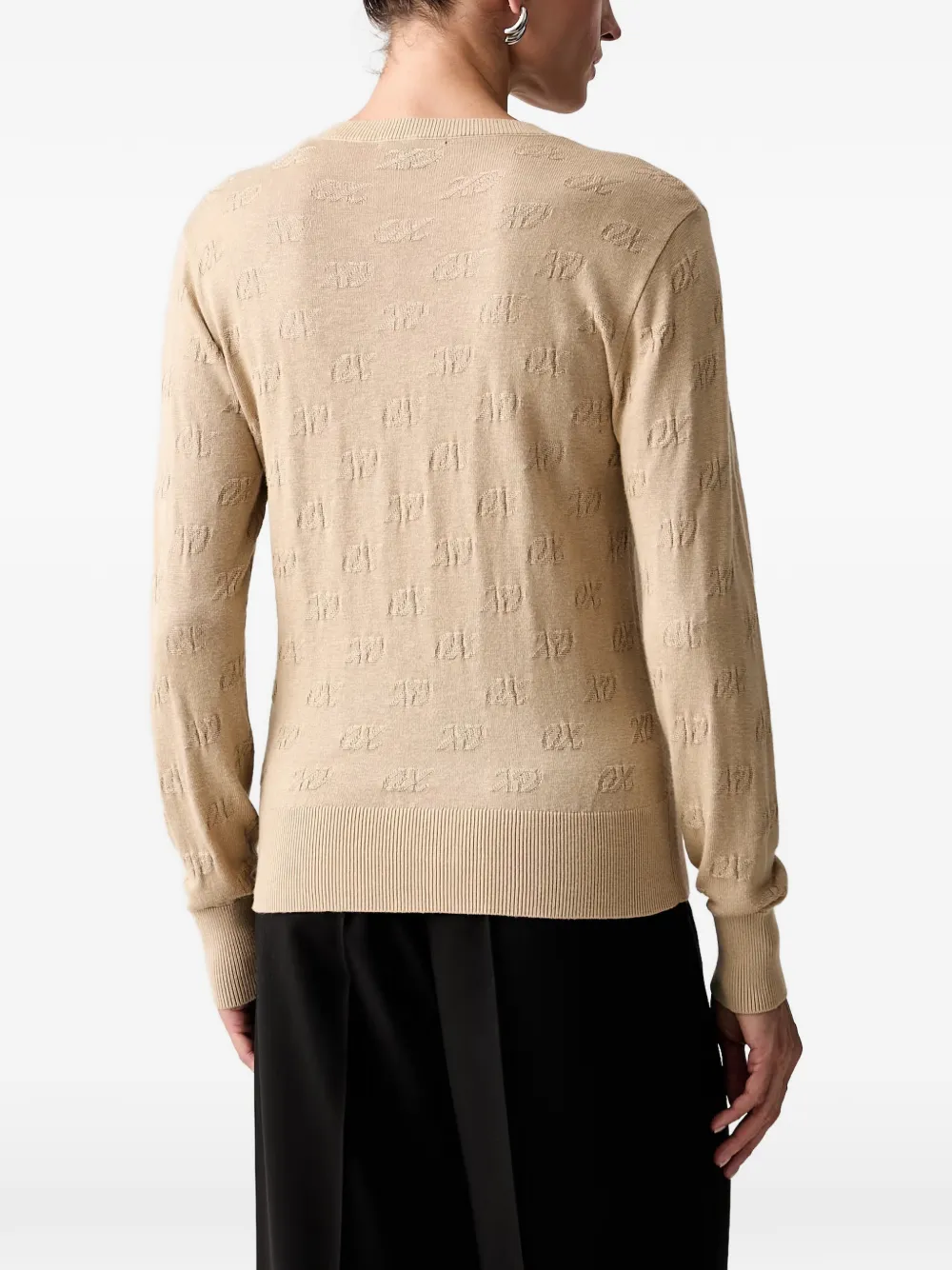 Armani Exchange Sweater met logo jacquard Beige