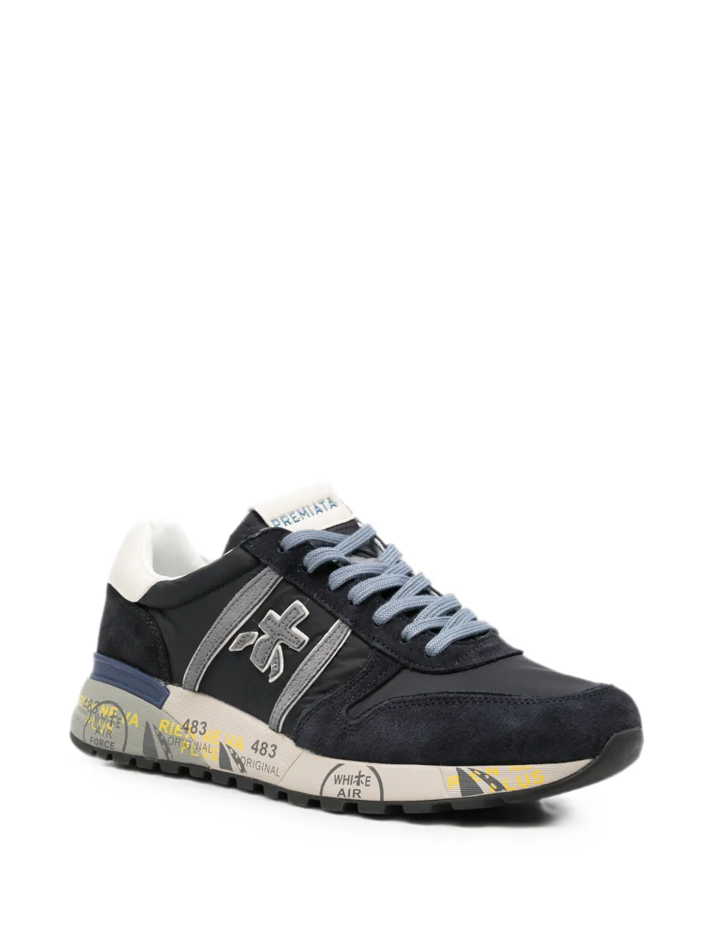 Premiata Lander logo-patch sneakers Blauw