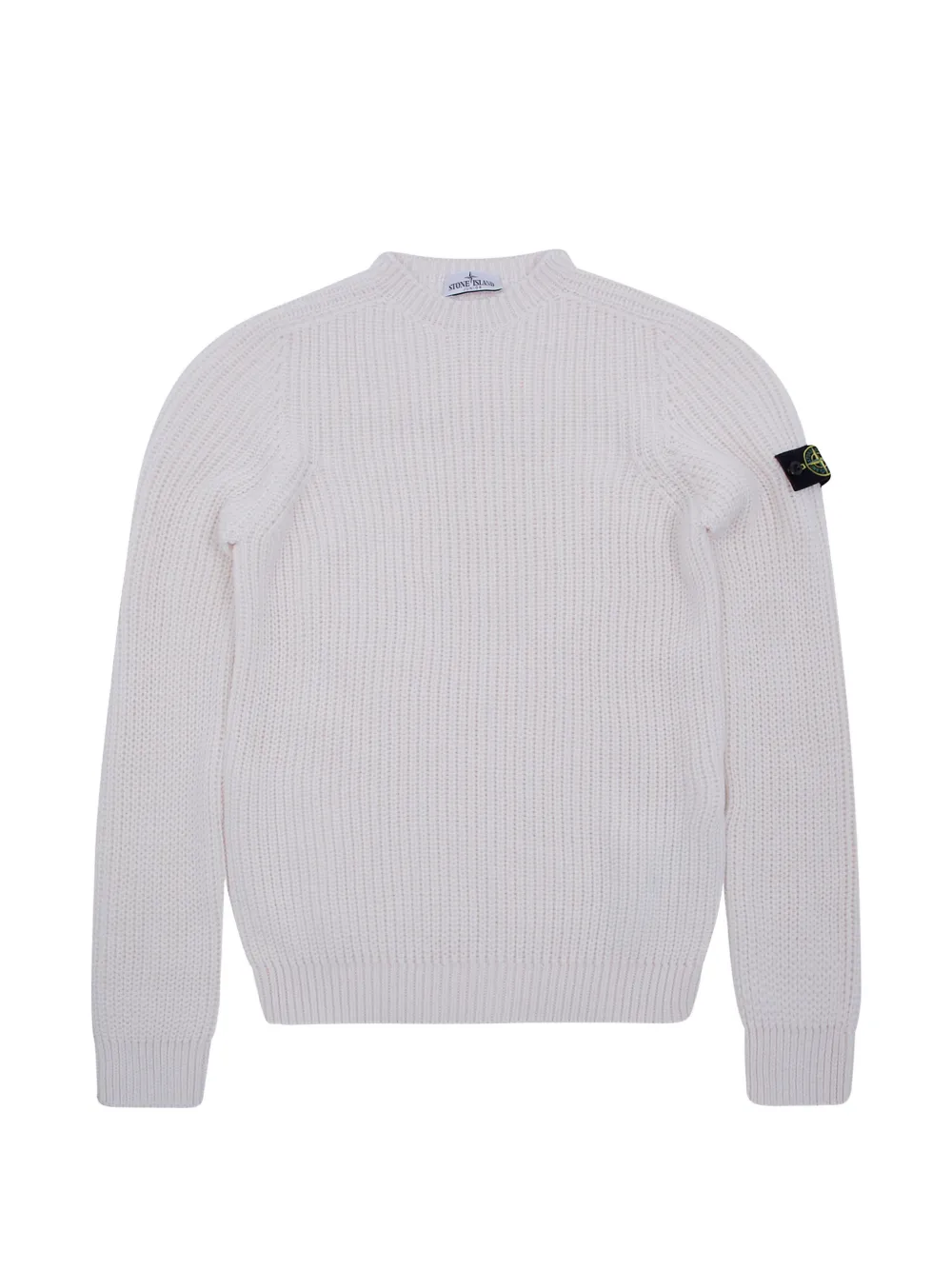 Stone Island Junior compass patch ribbed-knit sweater - Bianco