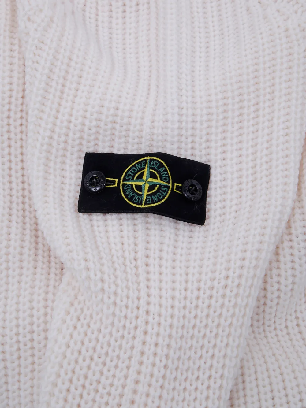 Stone Island Junior Ribgebreide trui met Compass-patch Wit