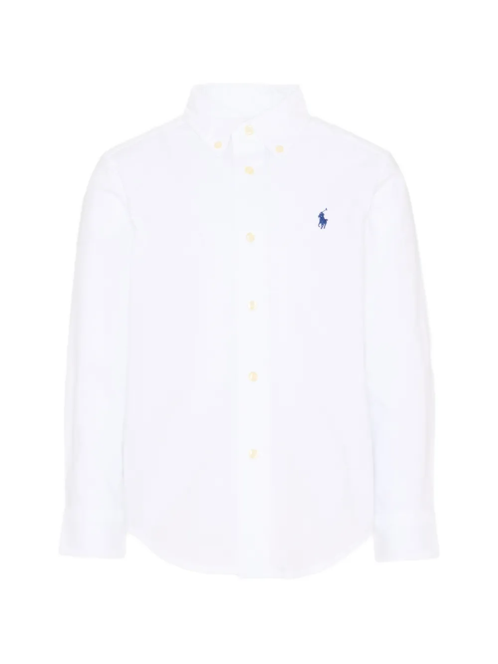 POLO RALPH LAUREN KIDS embroidered-logo button-down cotton shirt - Weiß