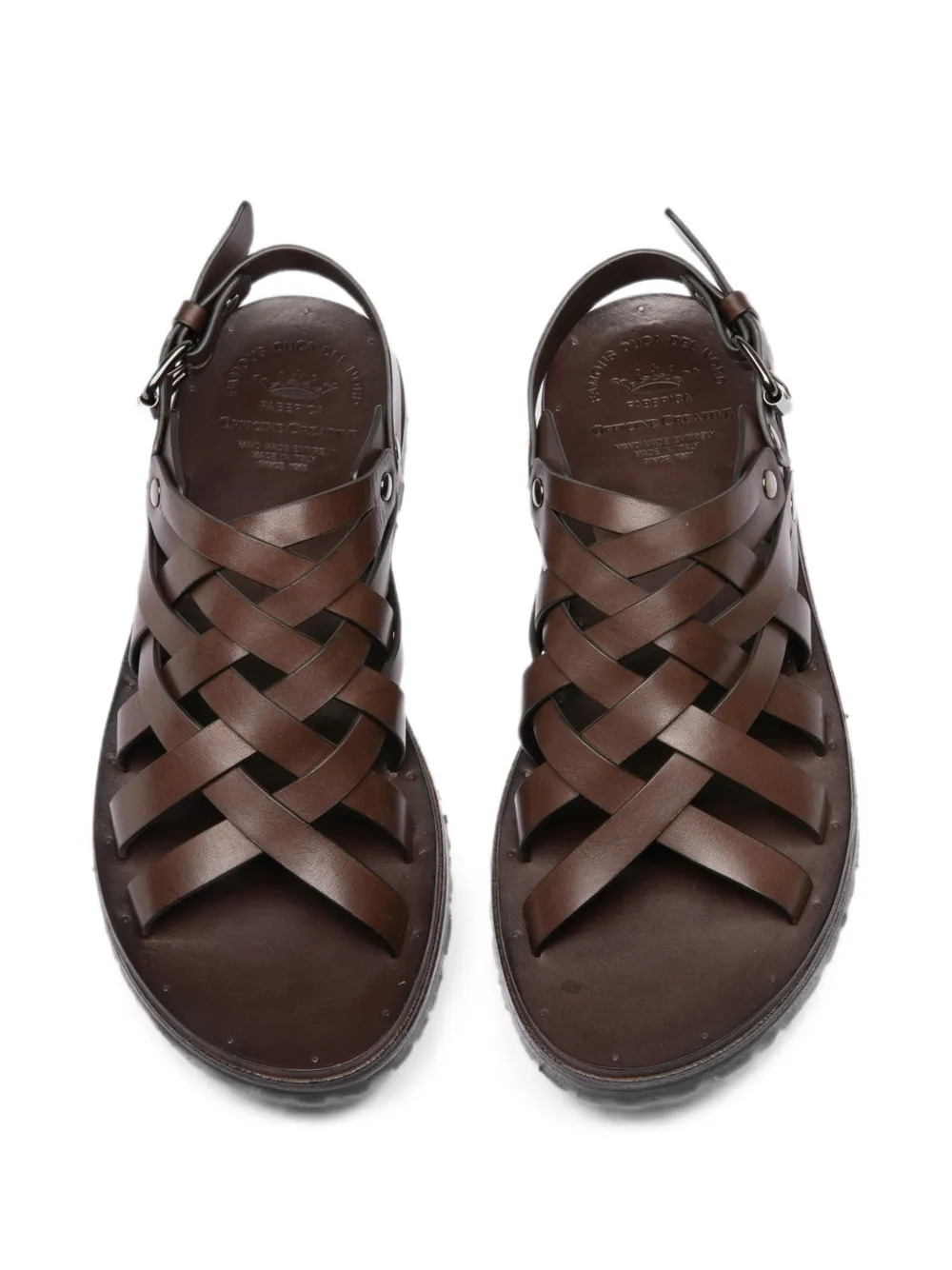Officine Creative Chios 011 geweven leren sandalen Bruin