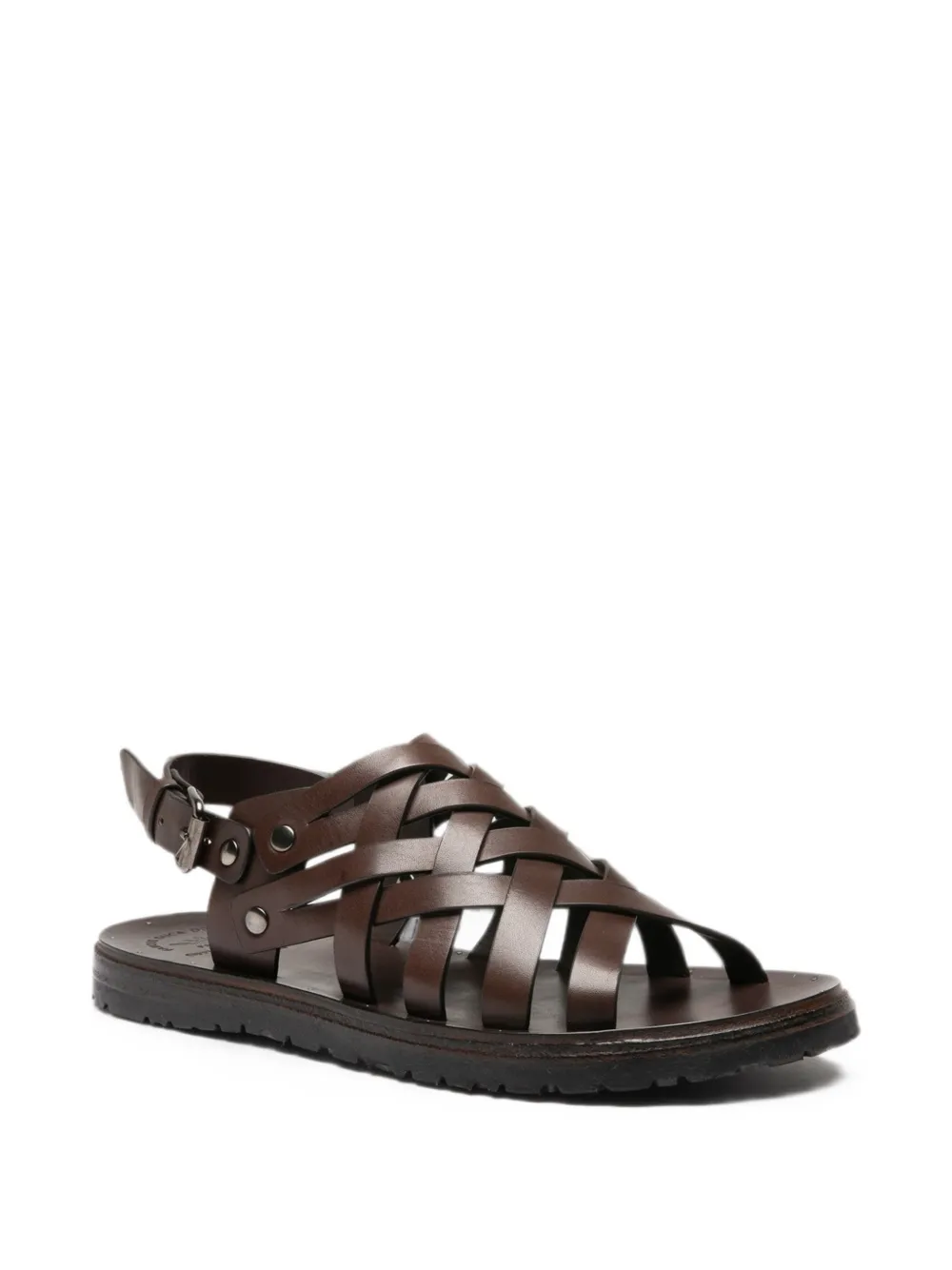 Officine Creative Chios 011 geweven leren sandalen Bruin