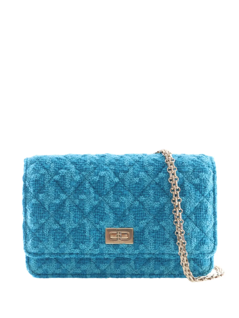 CHANEL Pre-Owned 2019 Quilted Tweed Reissue 2.55 Wallet On Chain crossbody bag - Blau