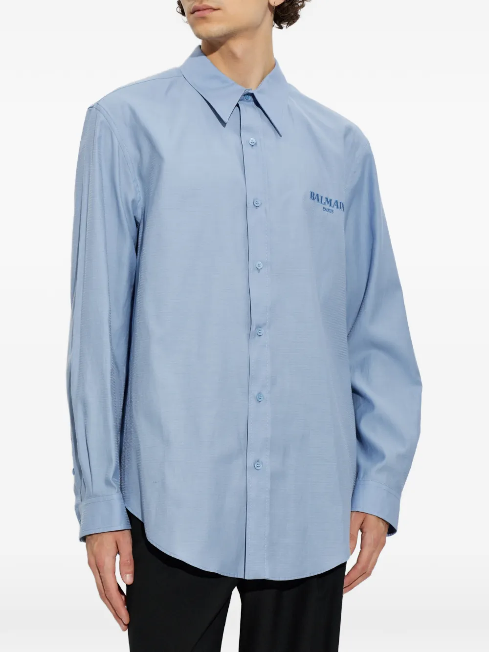 Balmain Poloshirt met geborduurd logo Blauw