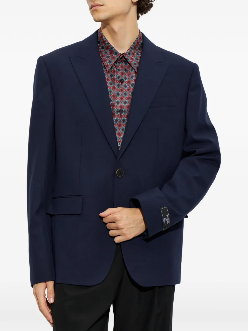 Balmain Blazer met logopatch Blauw