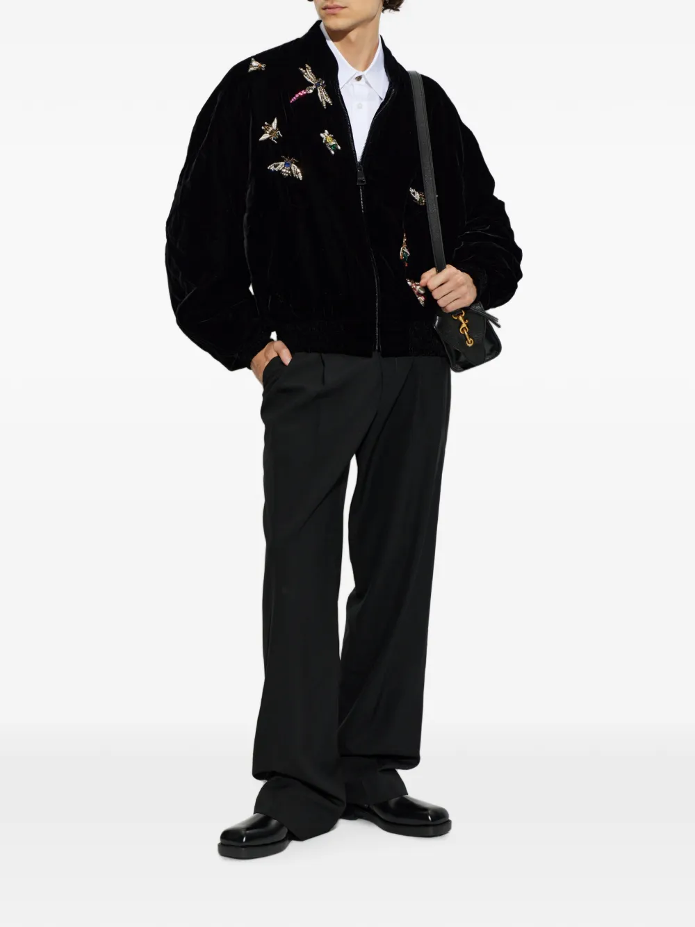 Balmain Fluwelen bomberjack Zwart