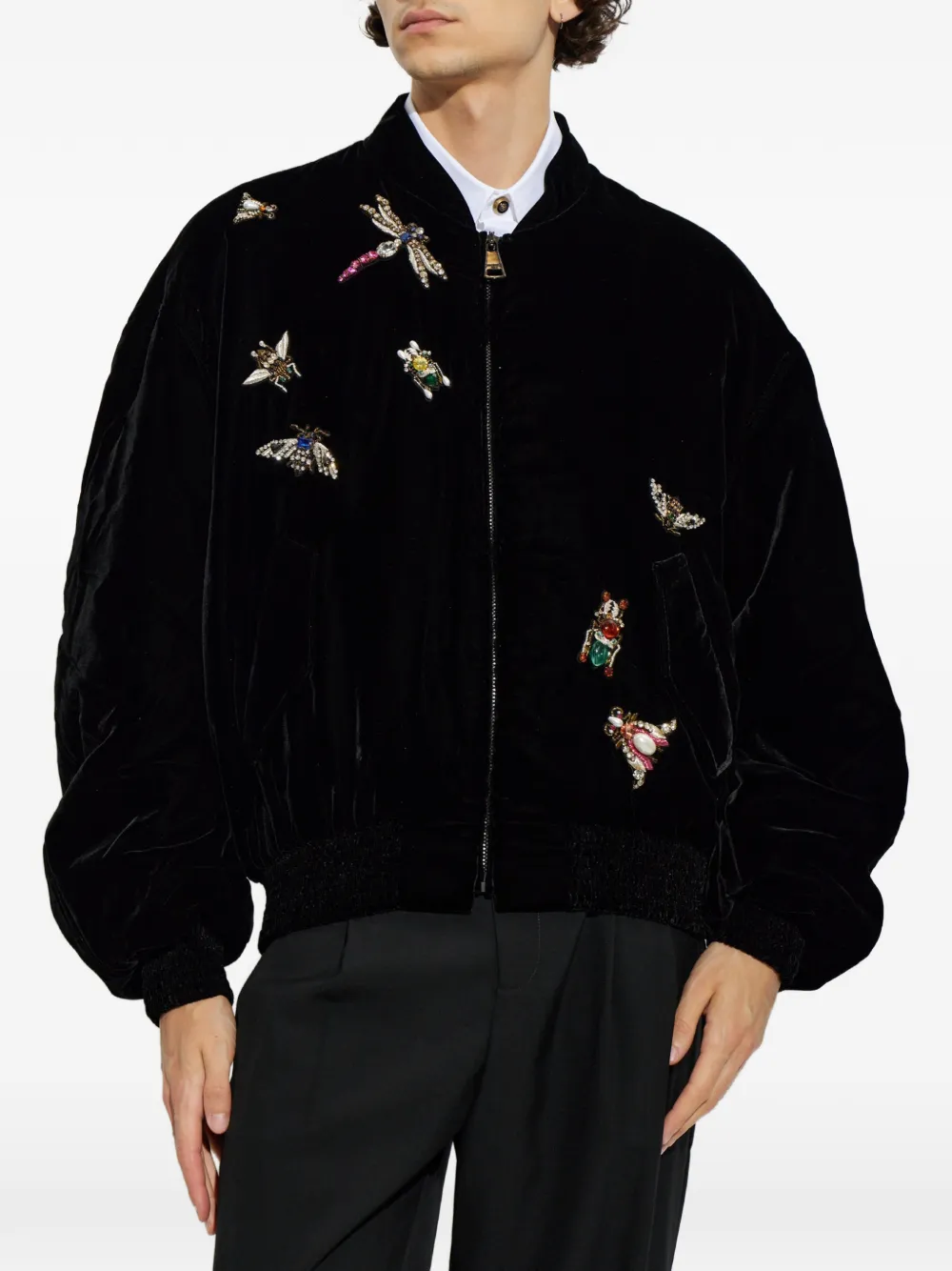 Balmain Fluwelen bomberjack Zwart