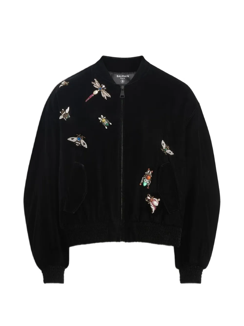 Balmain Fluwelen bomberjack Zwart