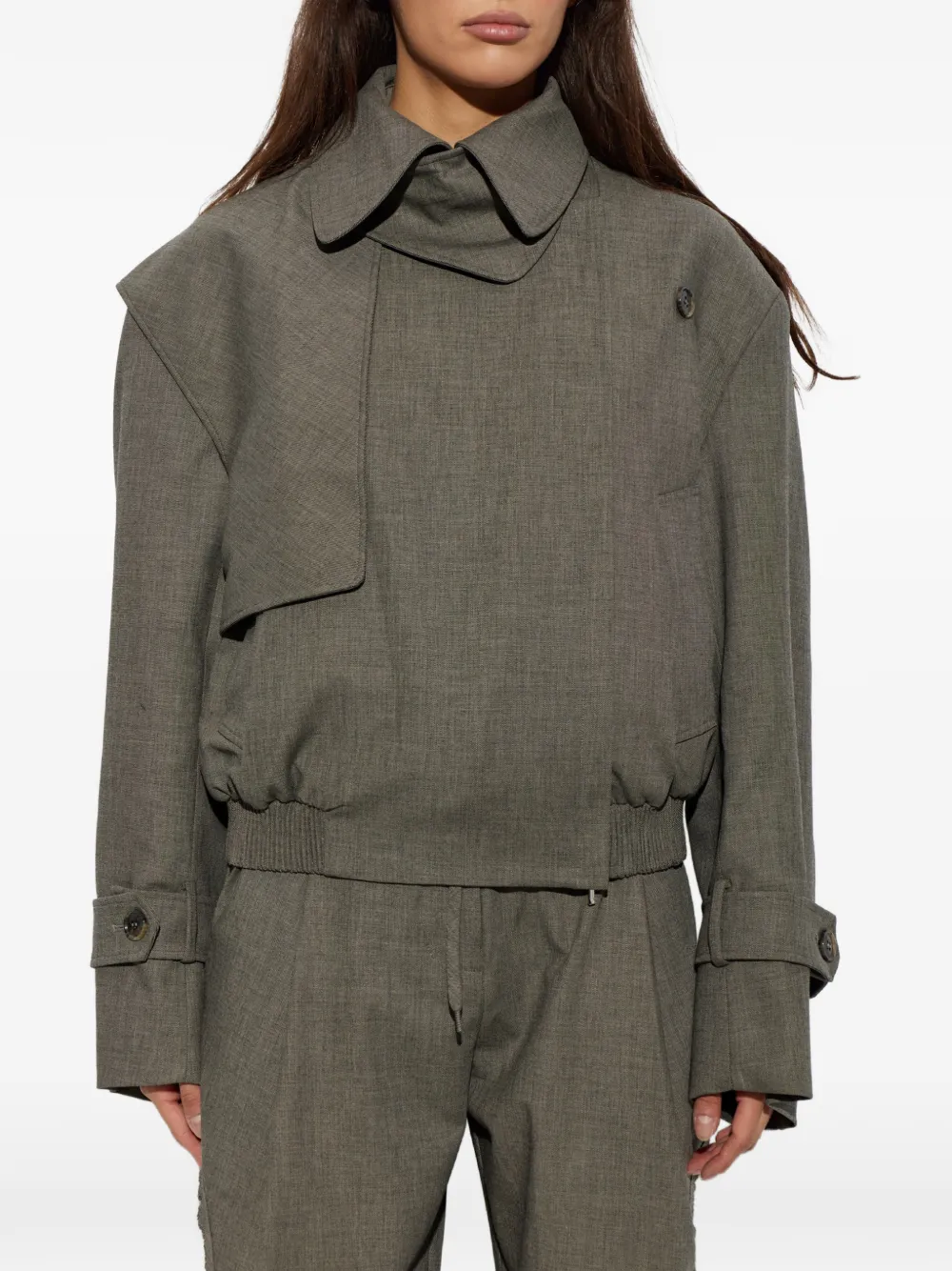 Christopher Esber Cropped Trench Jacket in Grey, view 3