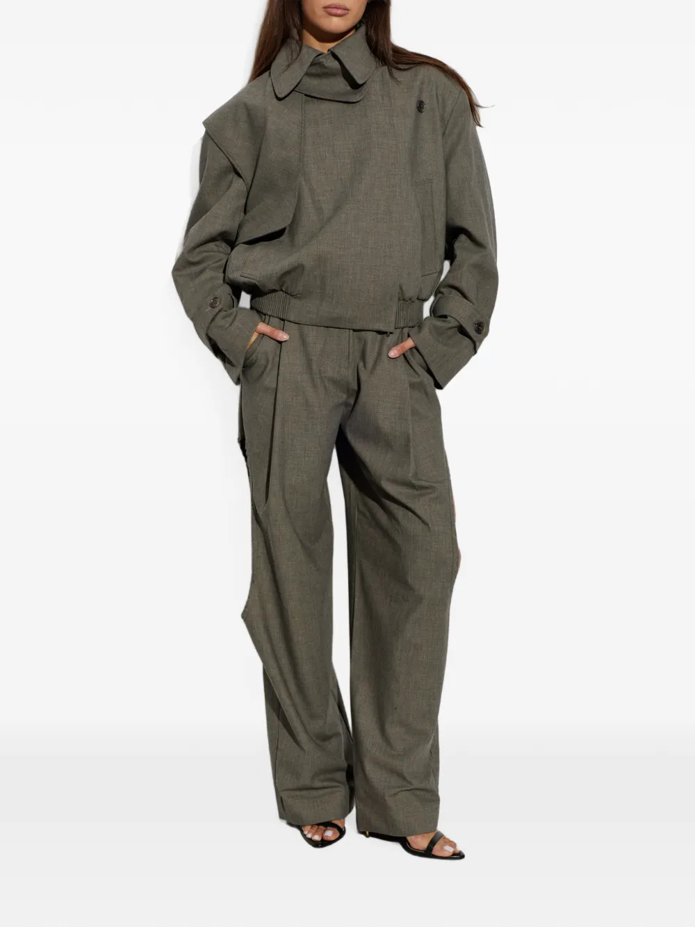 Christopher Esber Cropped Trench Jacket in Grey, view 2