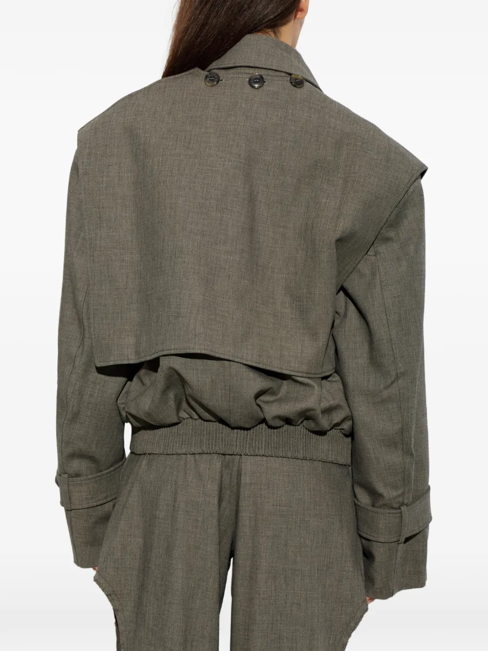Christopher Esber Cropped Trench Jacket in Grey, view 4