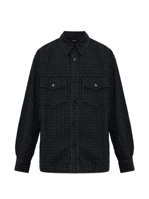Balmain monogram-print denim shirt