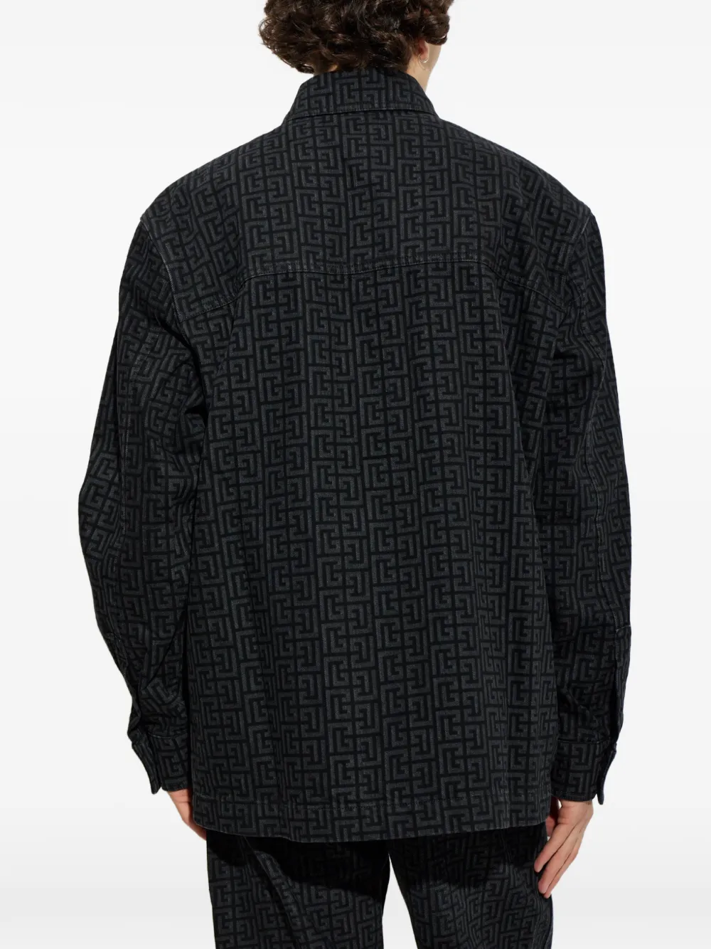 Balmain Overhemd met monogramprint Zwart