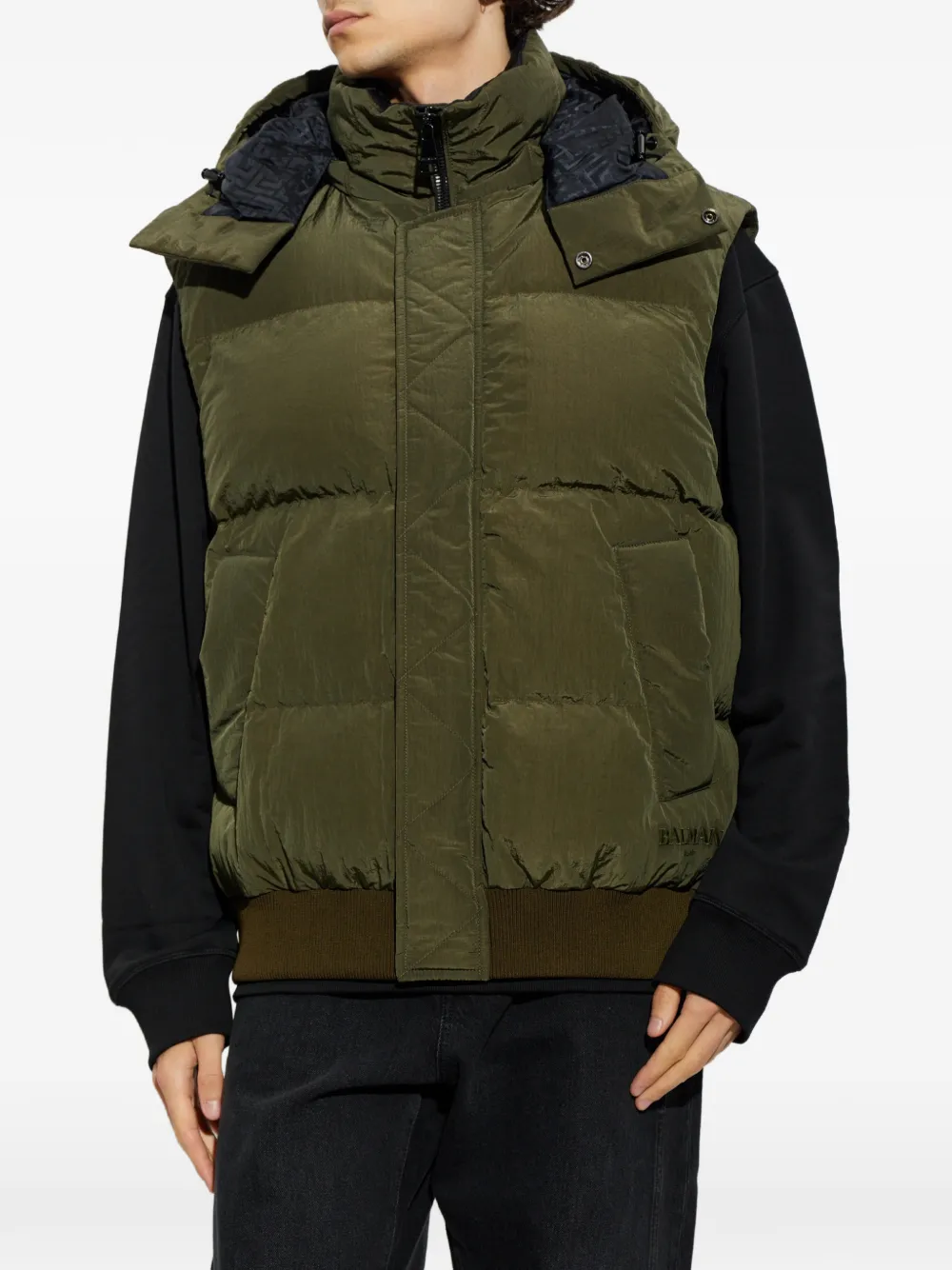 Balmain Gewatteerde top met capuchon Groen