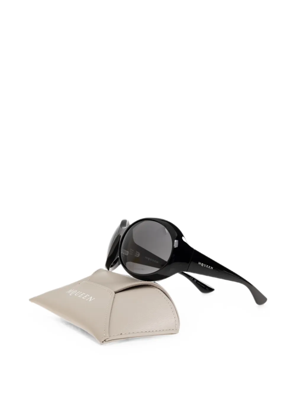 Alexander McQueen Zonnebril met rond montuur Zwart