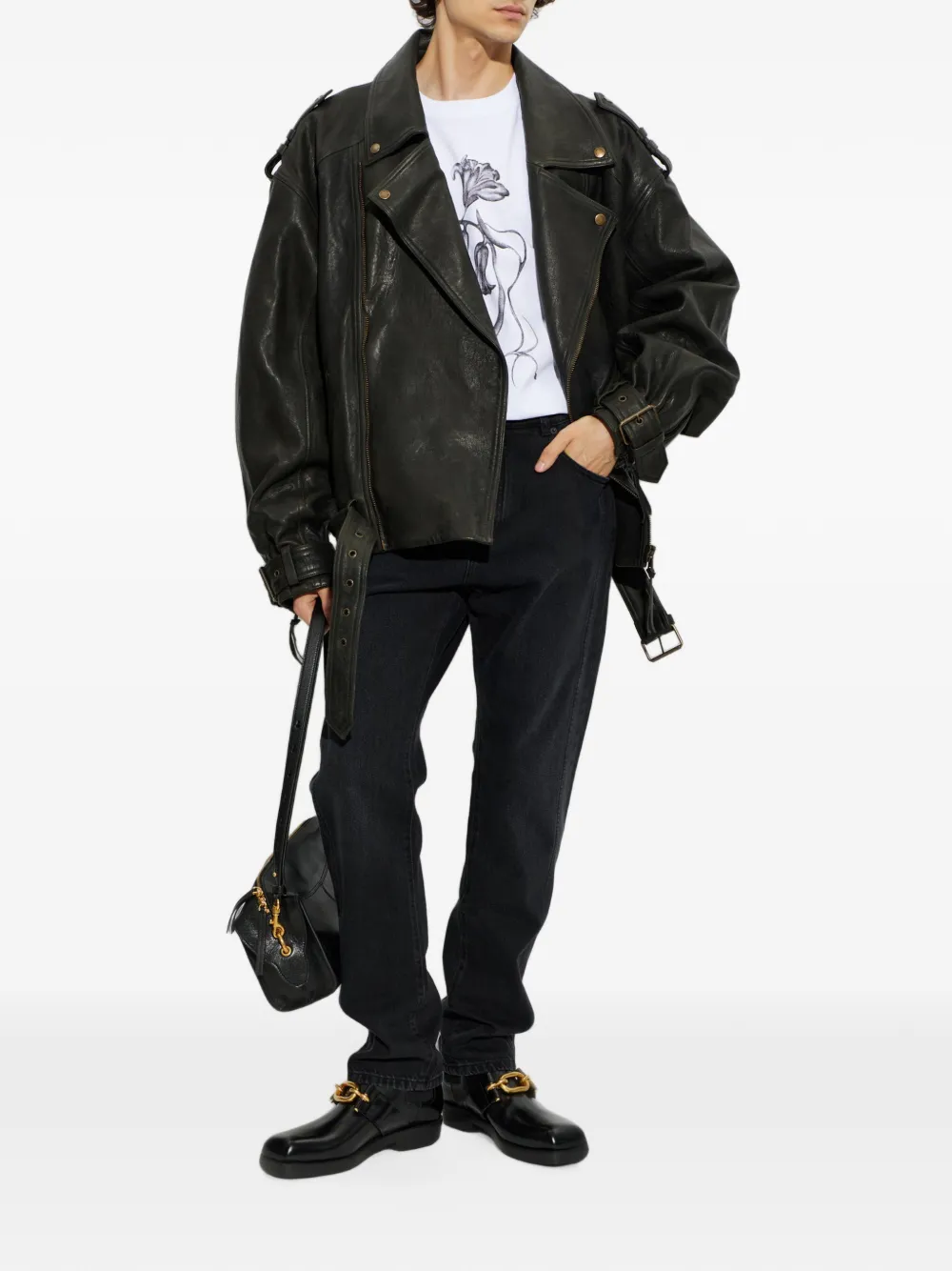 Balmain Leren jack Zwart