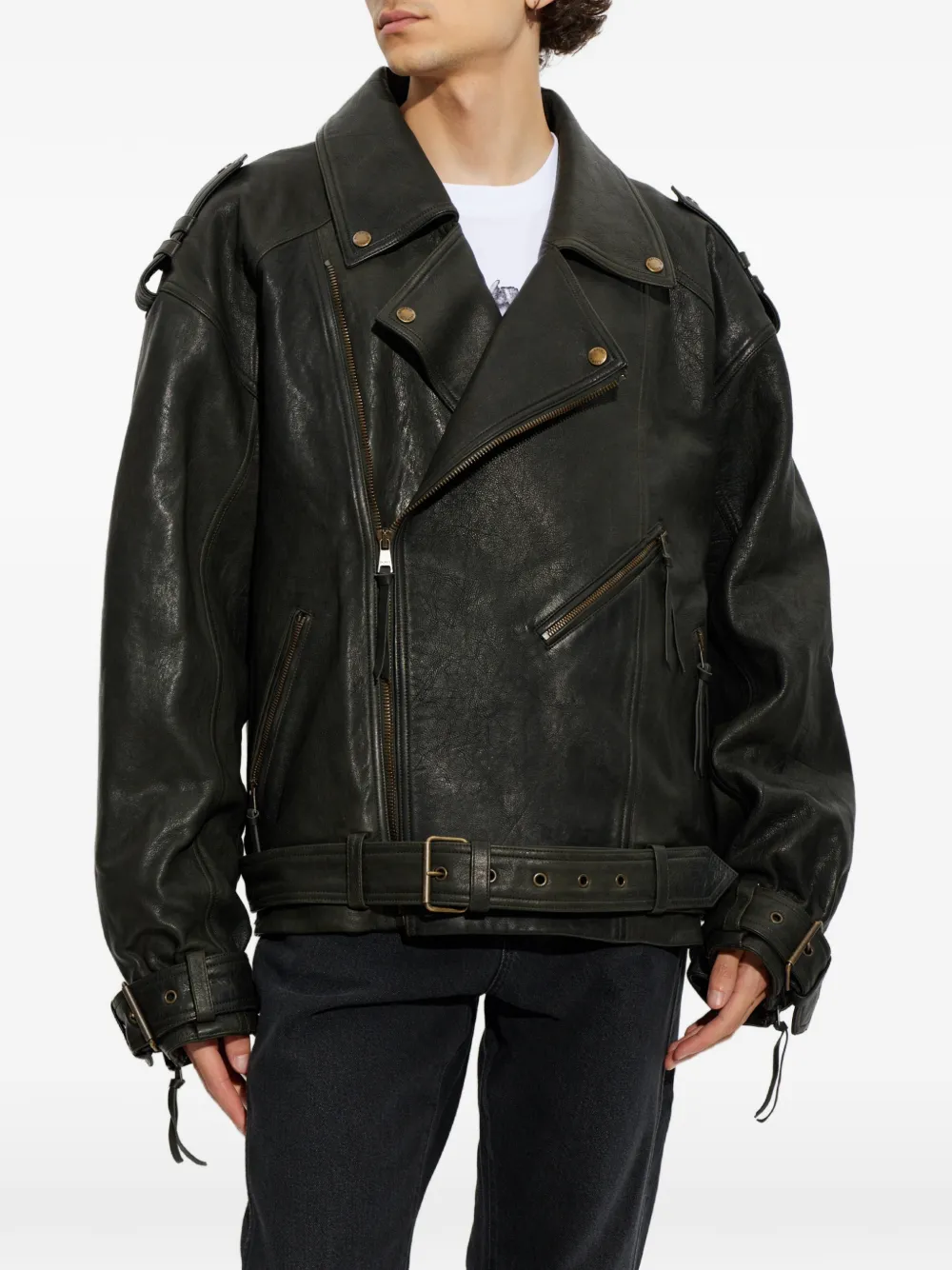 Balmain Leren jack Zwart