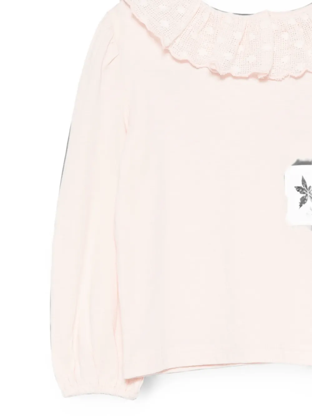 Bonton Top met ruchekraag en lange mouwen Roze