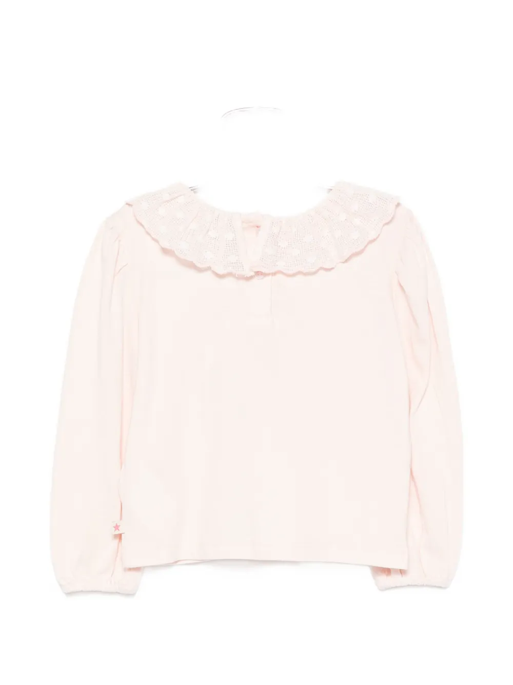 Bonton Top met ruchekraag en lange mouwen Roze