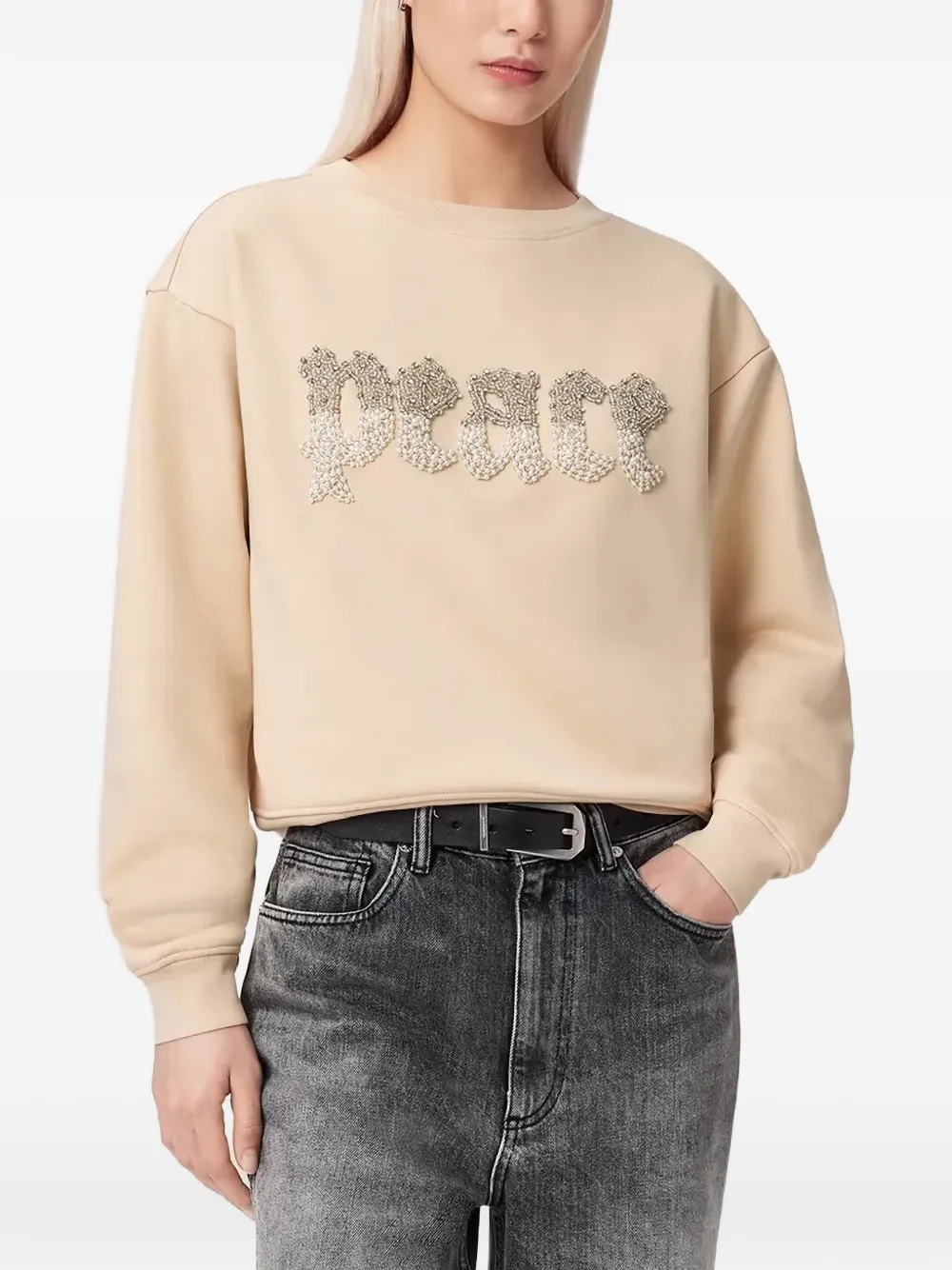 AllSaints Peace Pippa embellished sweatshirt - Nude