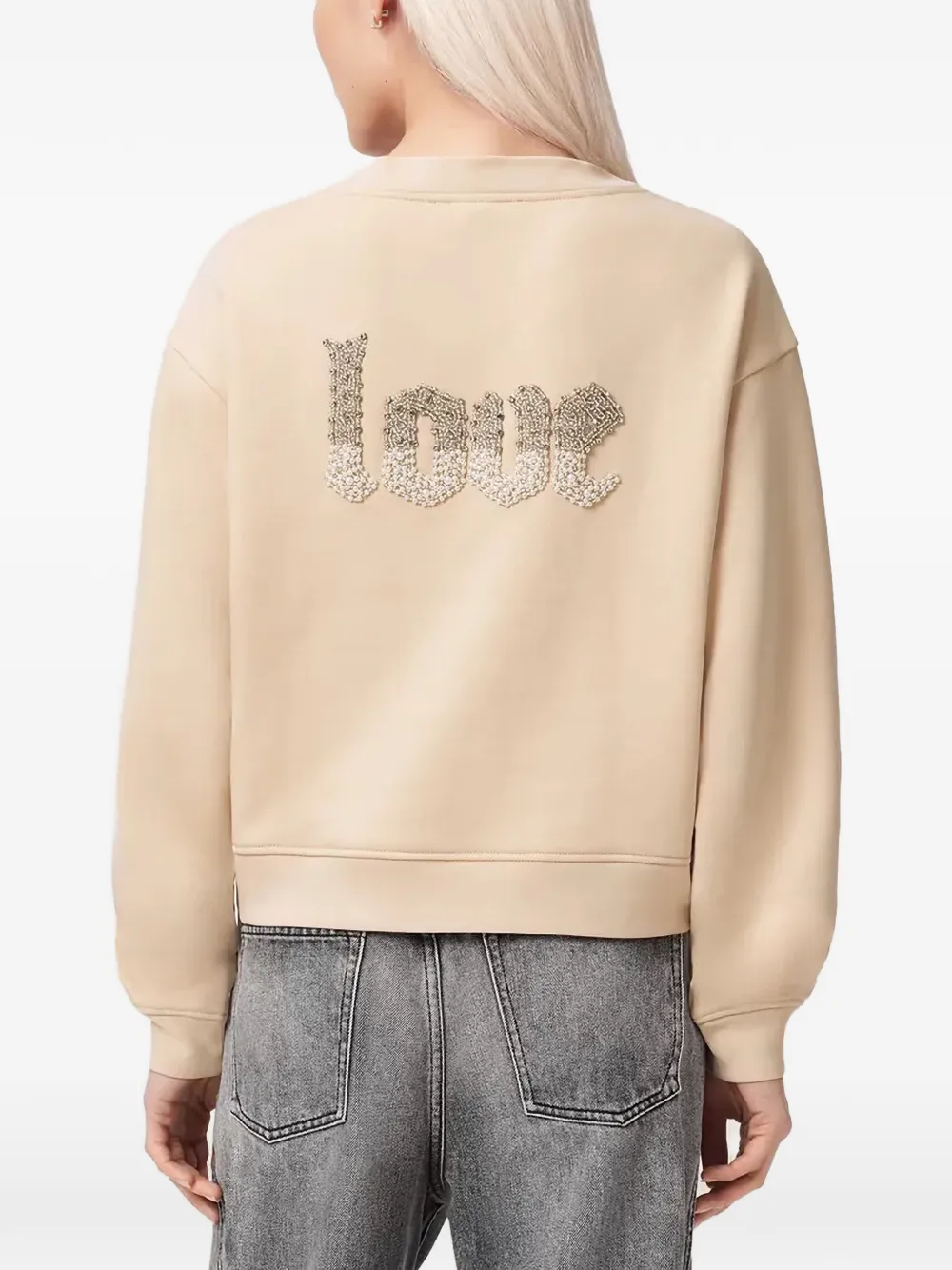 AllSaints Peace Pippa verfraaide sweater Beige
