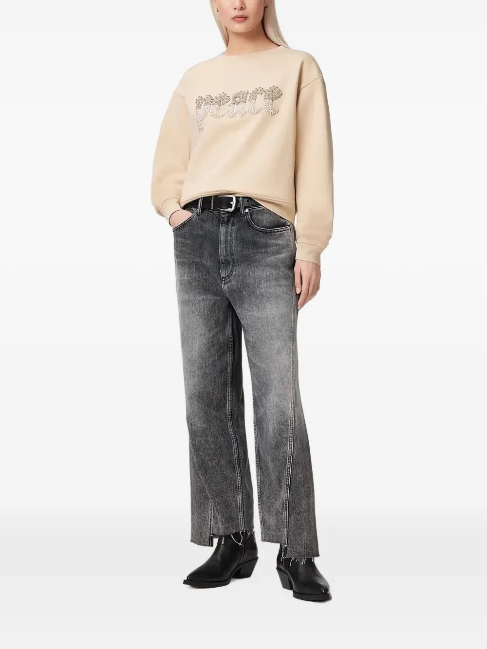 AllSaints Peace Pippa verfraaide sweater Beige