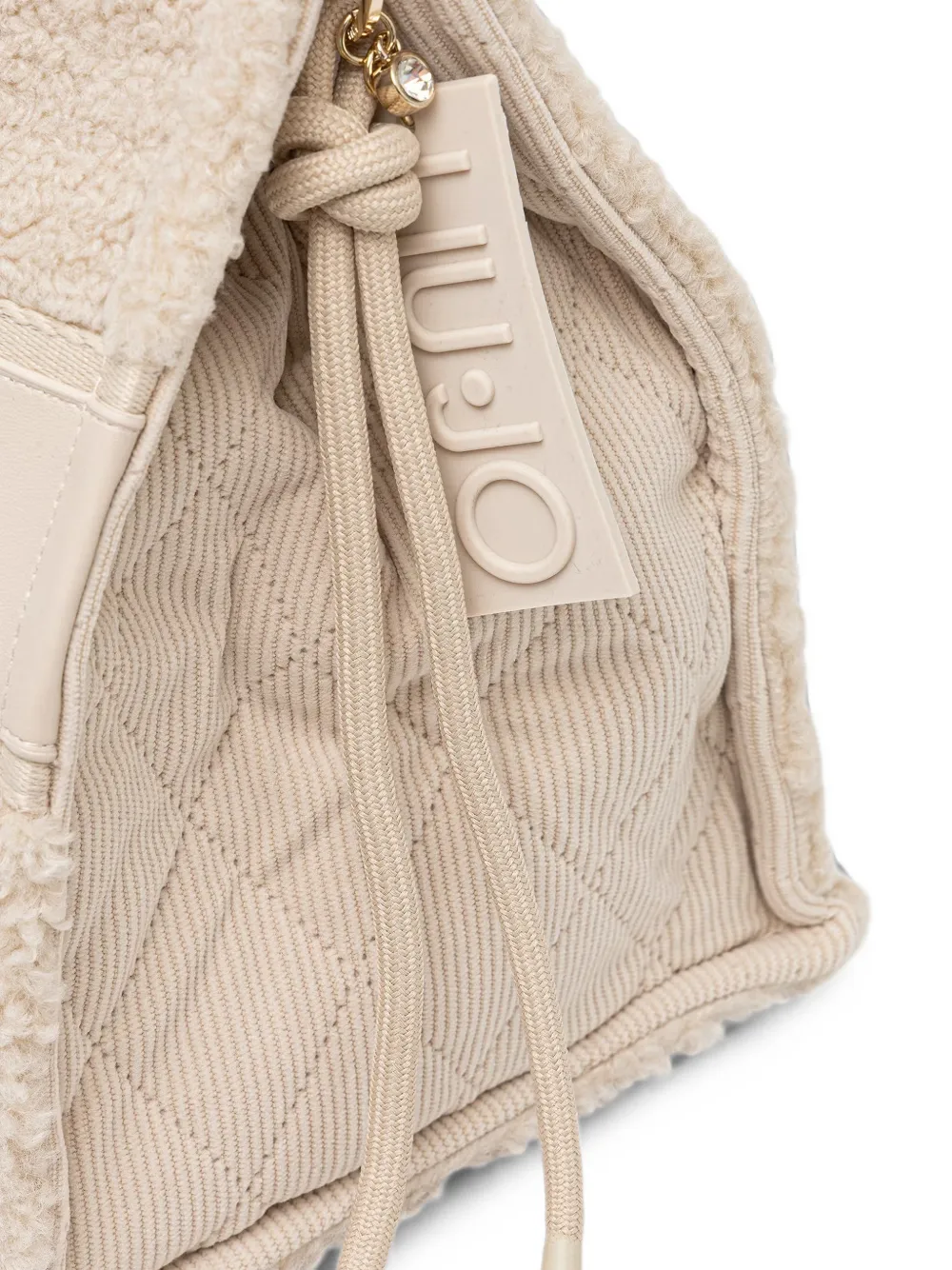 LIU JO shopper van imitatielamswol met logo-reliëf Beige