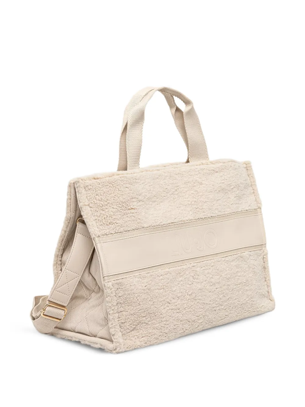LIU JO shopper van imitatielamswol met logo-reliëf Beige