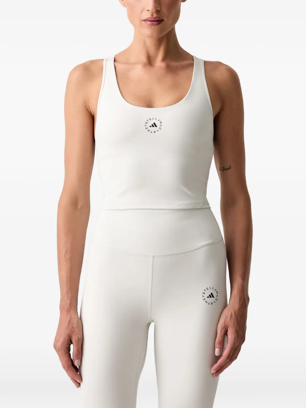 adidas by Stella McCartney logo-print racerback tank top - Bianco