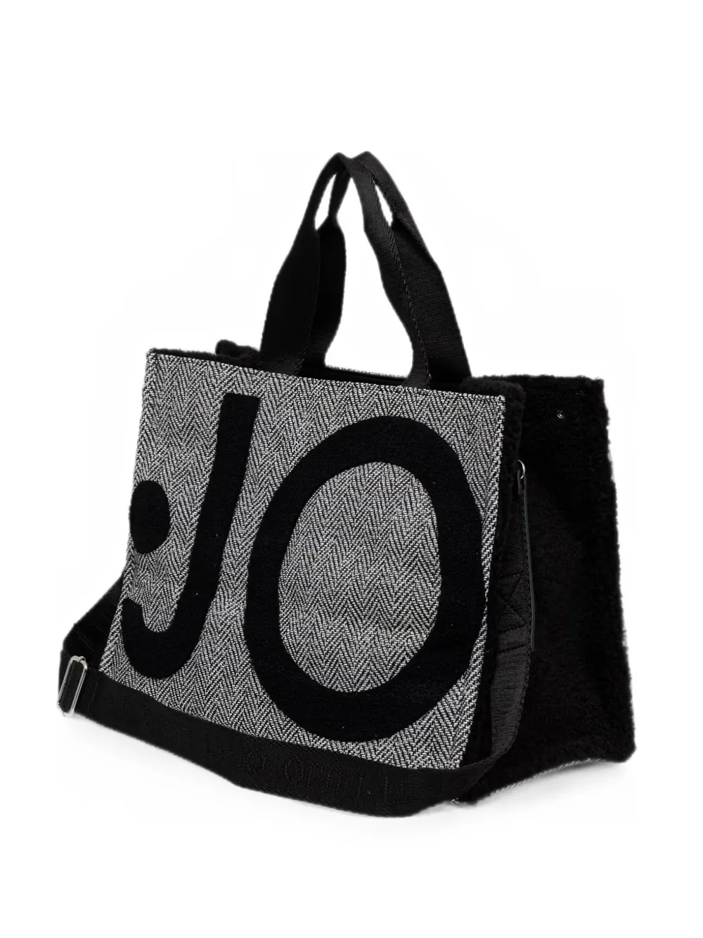 LIU JO large check-pattern logo-patch tote bag - Nero