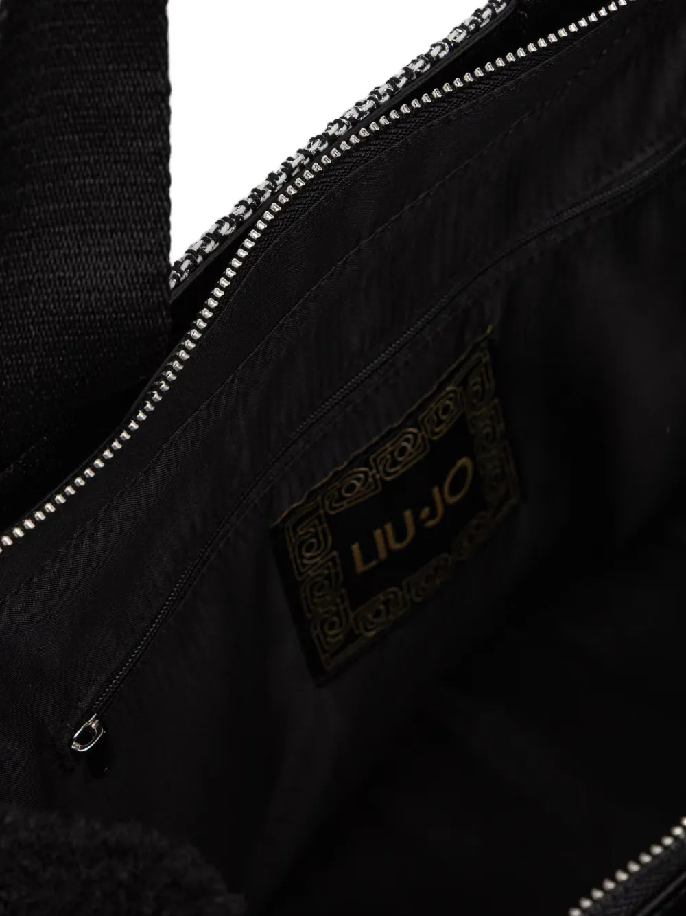 LIU JO Grote geruite shopper met logopatch Zwart