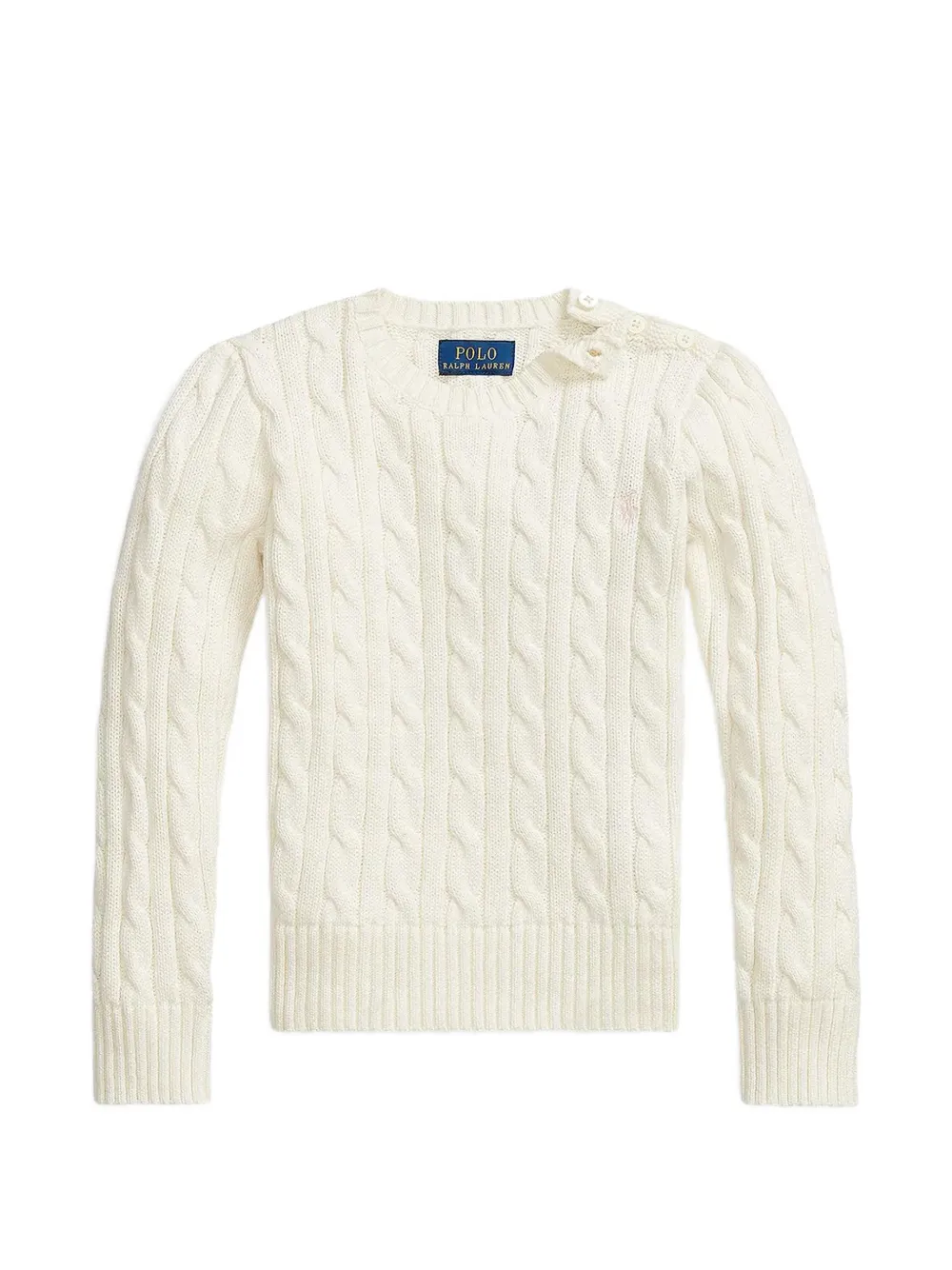 POLO RALPH LAUREN KIDS cable-knit cotton jumper - Bianco