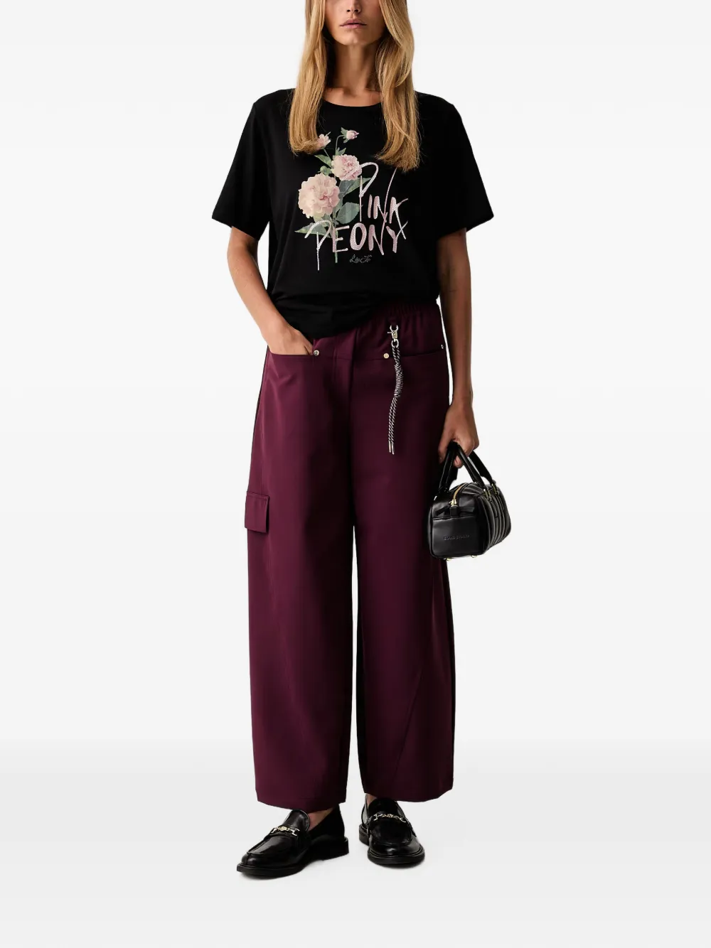 LIU JO T-shirt met bloemenprint Zwart