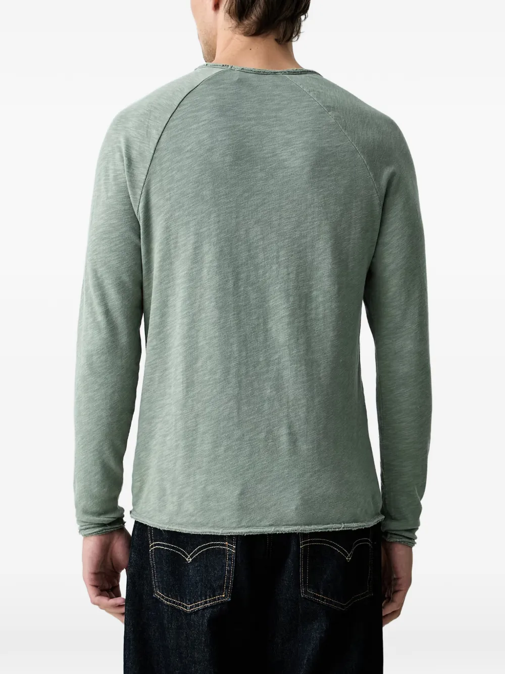 American Vintage Gerafeld T-shirt met raglan mouwen Groen
