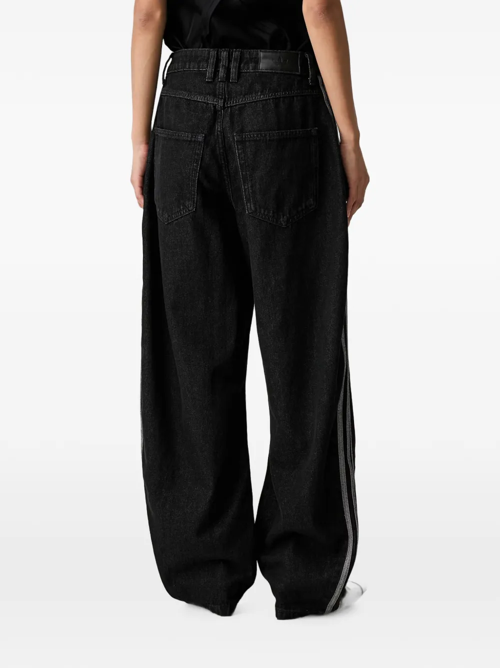 adidas high-rise barrel-leg denim pants Zwart
