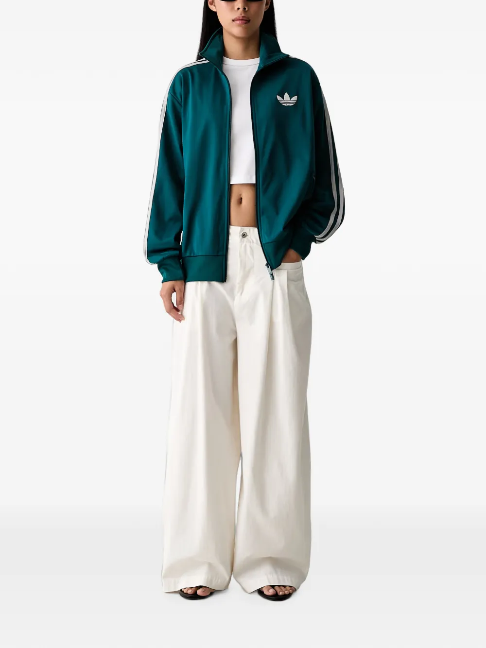 adidas Firebird track top loose Groen
