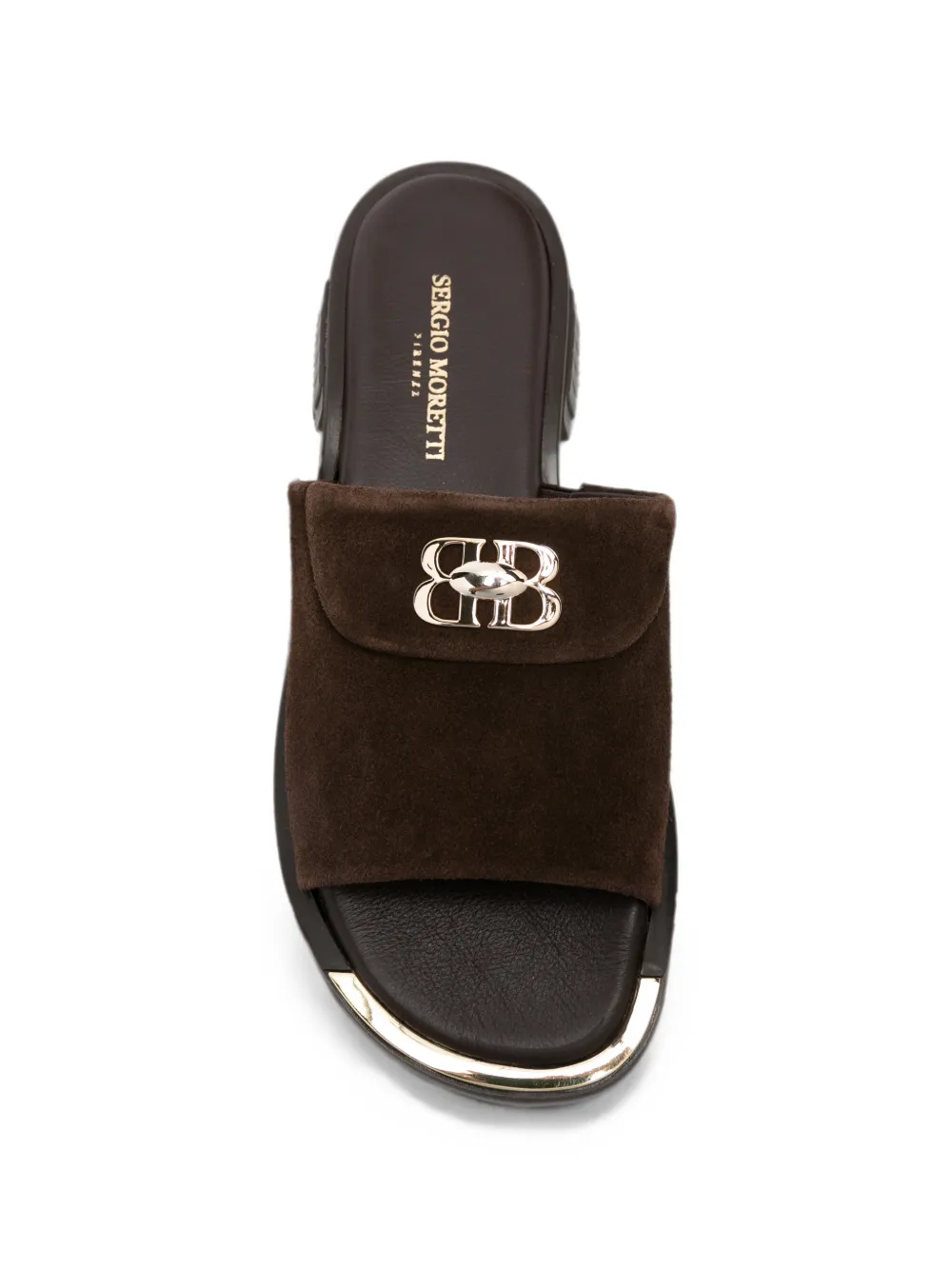 SERGIO MORETTI FIRENZE logo-plaque suede sandals Bruin