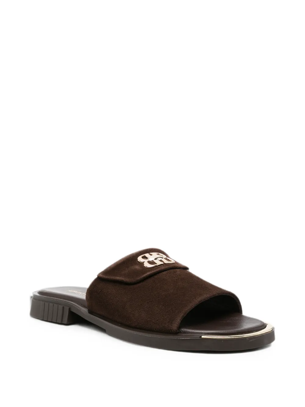 SERGIO MORETTI FIRENZE logo-plaque suede sandals Bruin