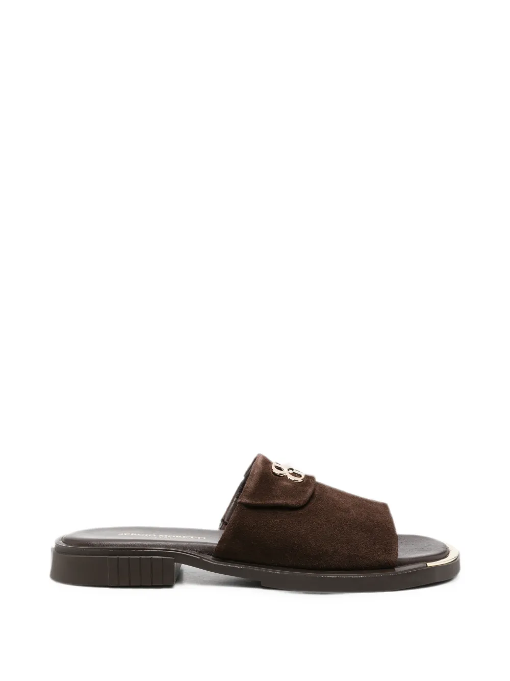 SERGIO MORETTI FIRENZE logo-plaque suede sandals - Marrone