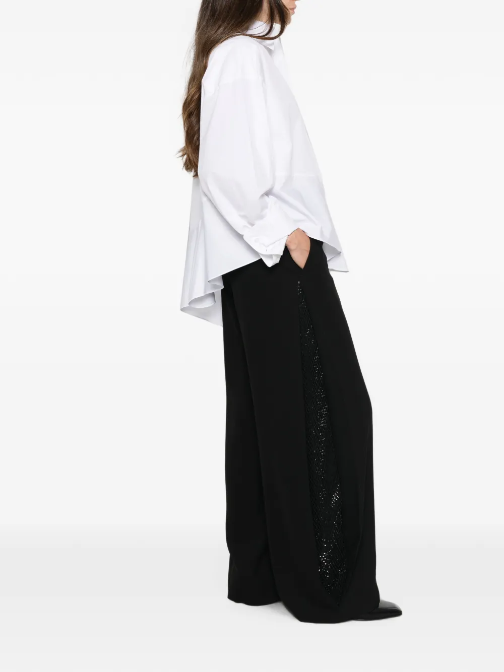 Giorgio Armani Palazzo broek met pailletten Zwart