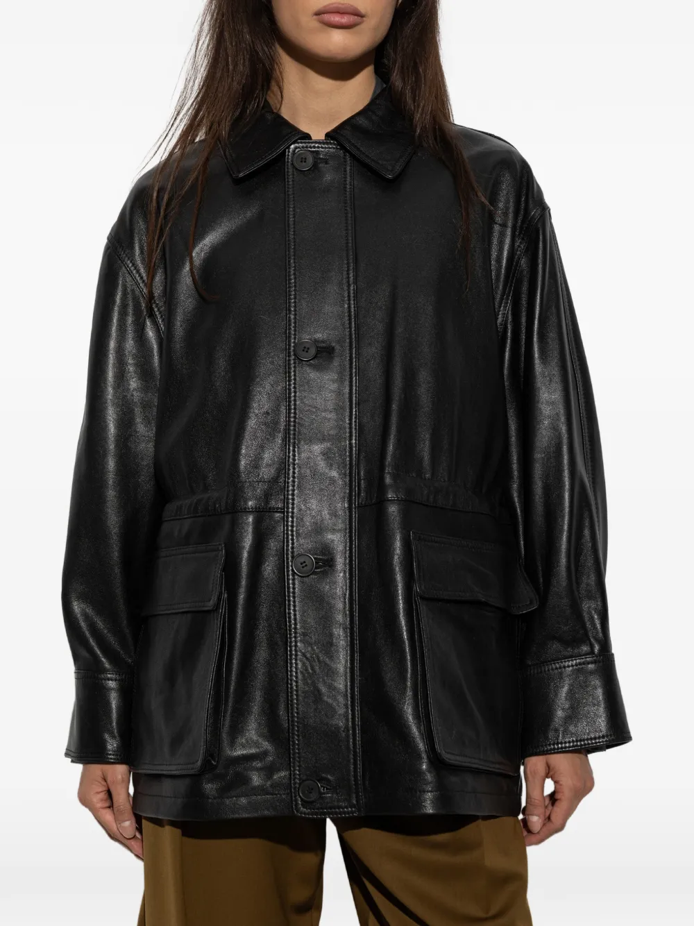 Arma Maeve oversized jack met knopen Zwart