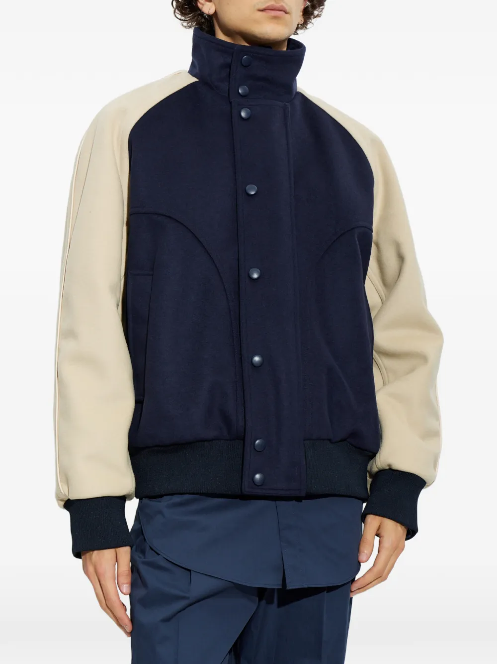 Balmain Bomberjack met geborduurd logo Blauw