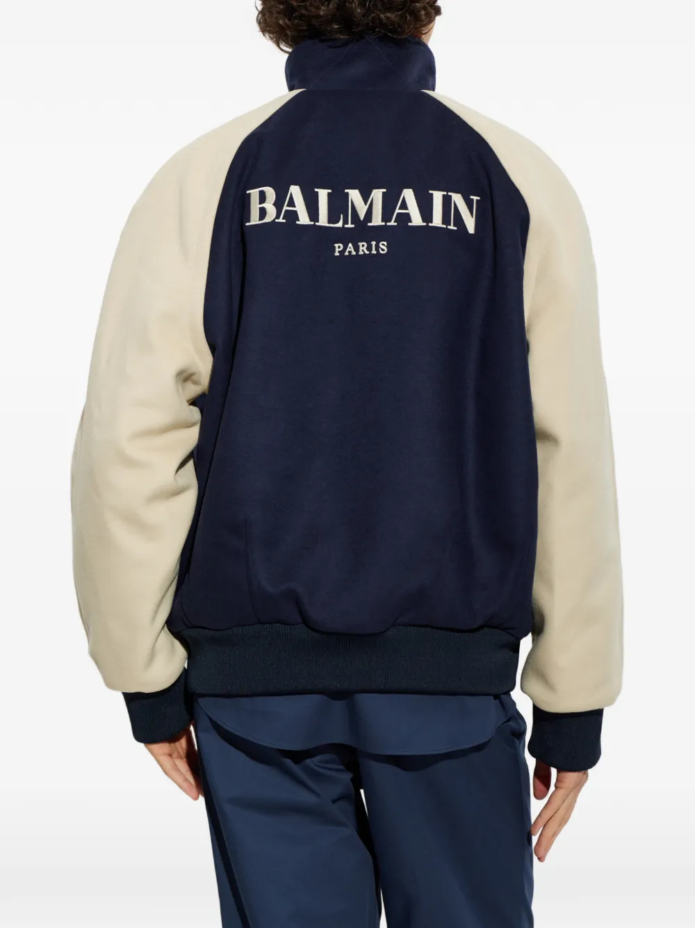 Balmain Bomberjack met geborduurd logo Blauw