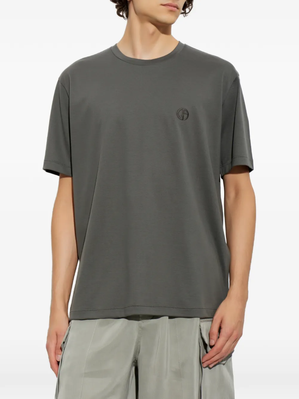 Giorgio Armani T-shirt met geborduurd logo Grijs