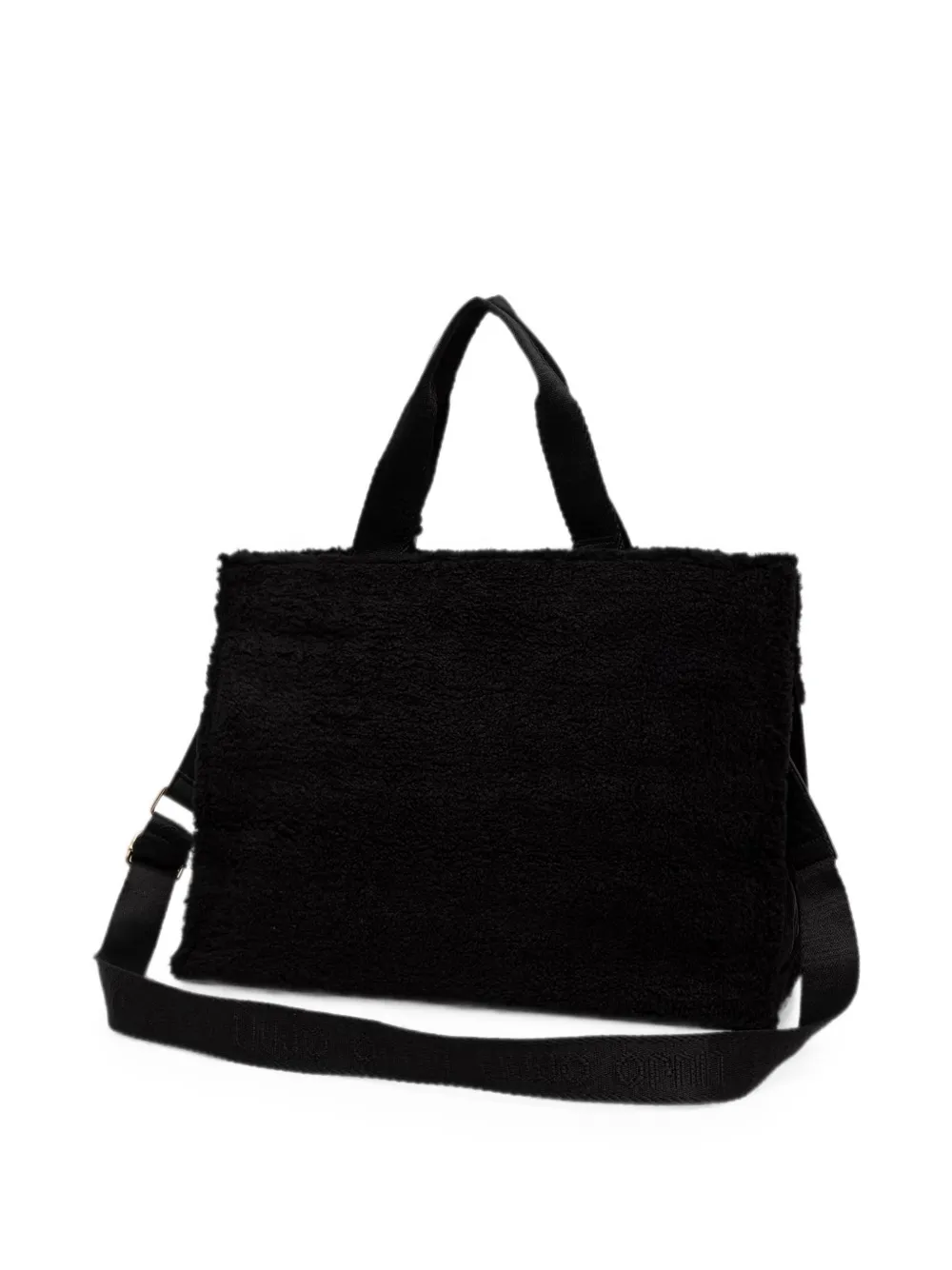 LIU JO shopper met fleece-textuur en logo-patch Zwart
