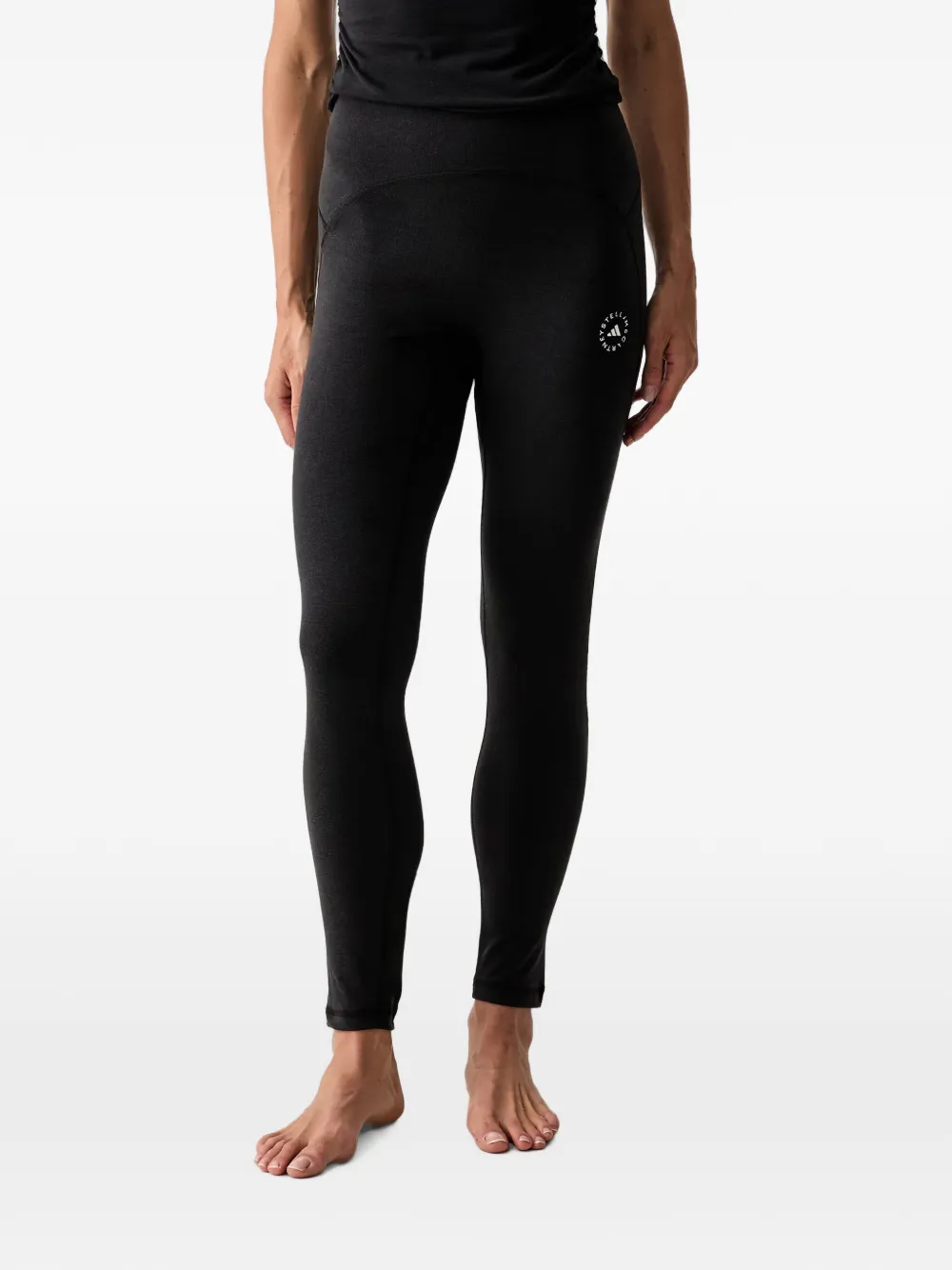adidas by Stella McCartney logo-print ruched leggings - Nero