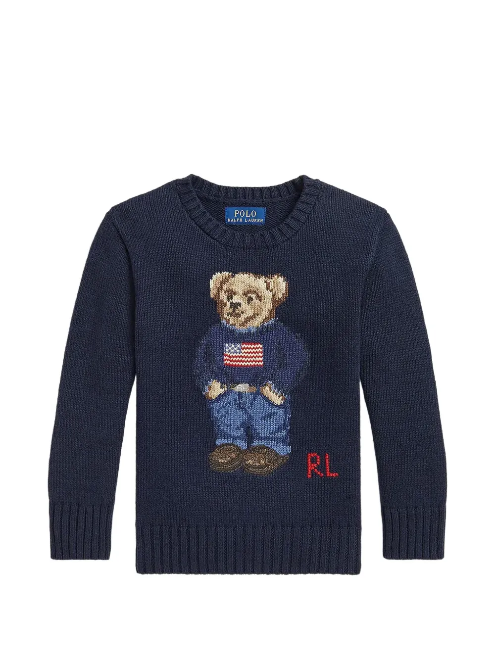 POLO RALPH LAUREN KIDS Polo Bear cotton jumper - Blu