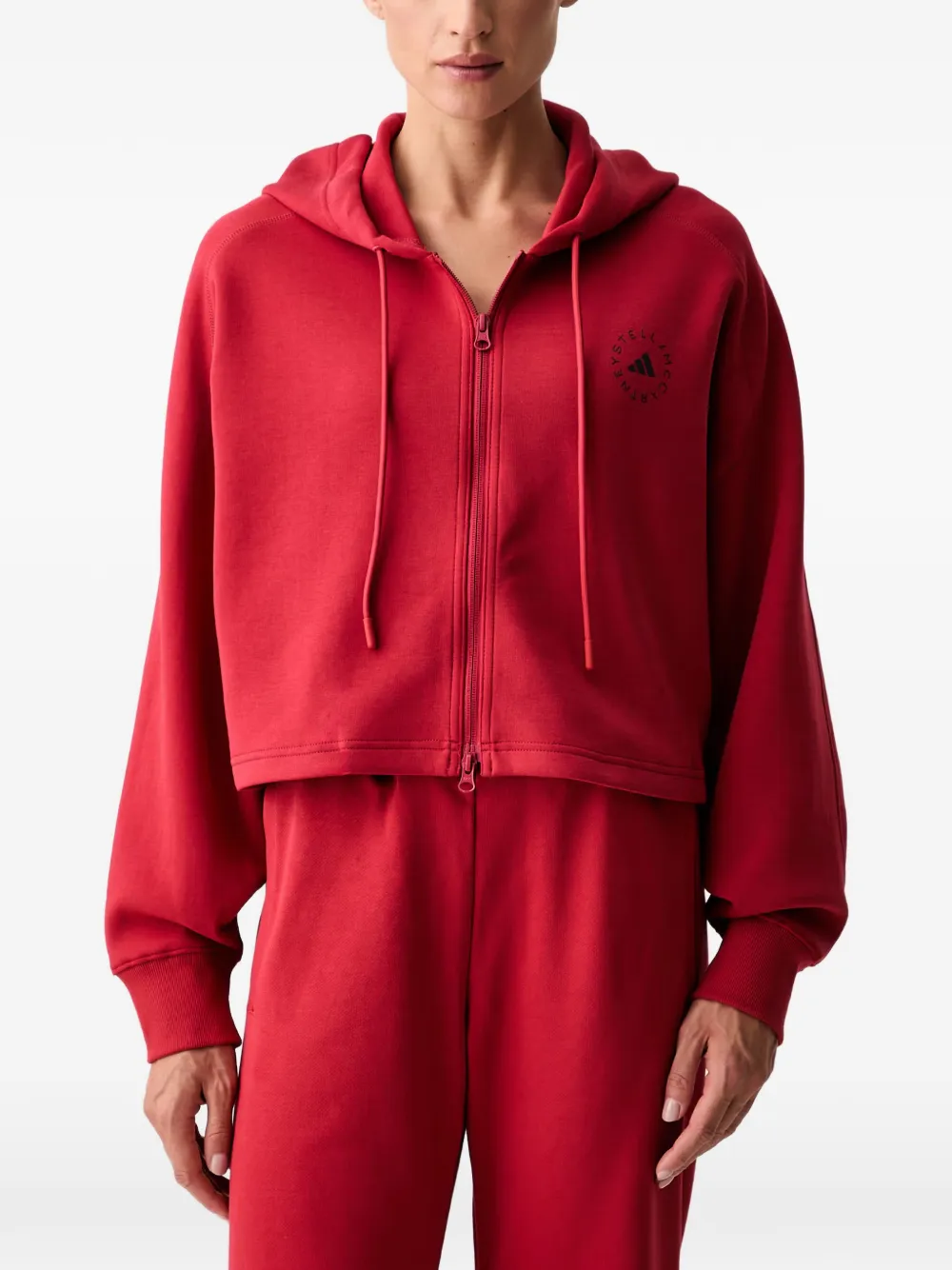 adidas by Stella McCartney logo-print cropped hoodie - Rot
